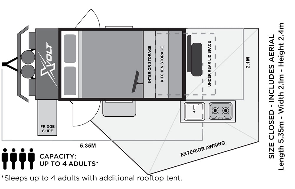 Austrack Campers X-Series Volt Pod Camper floor plan