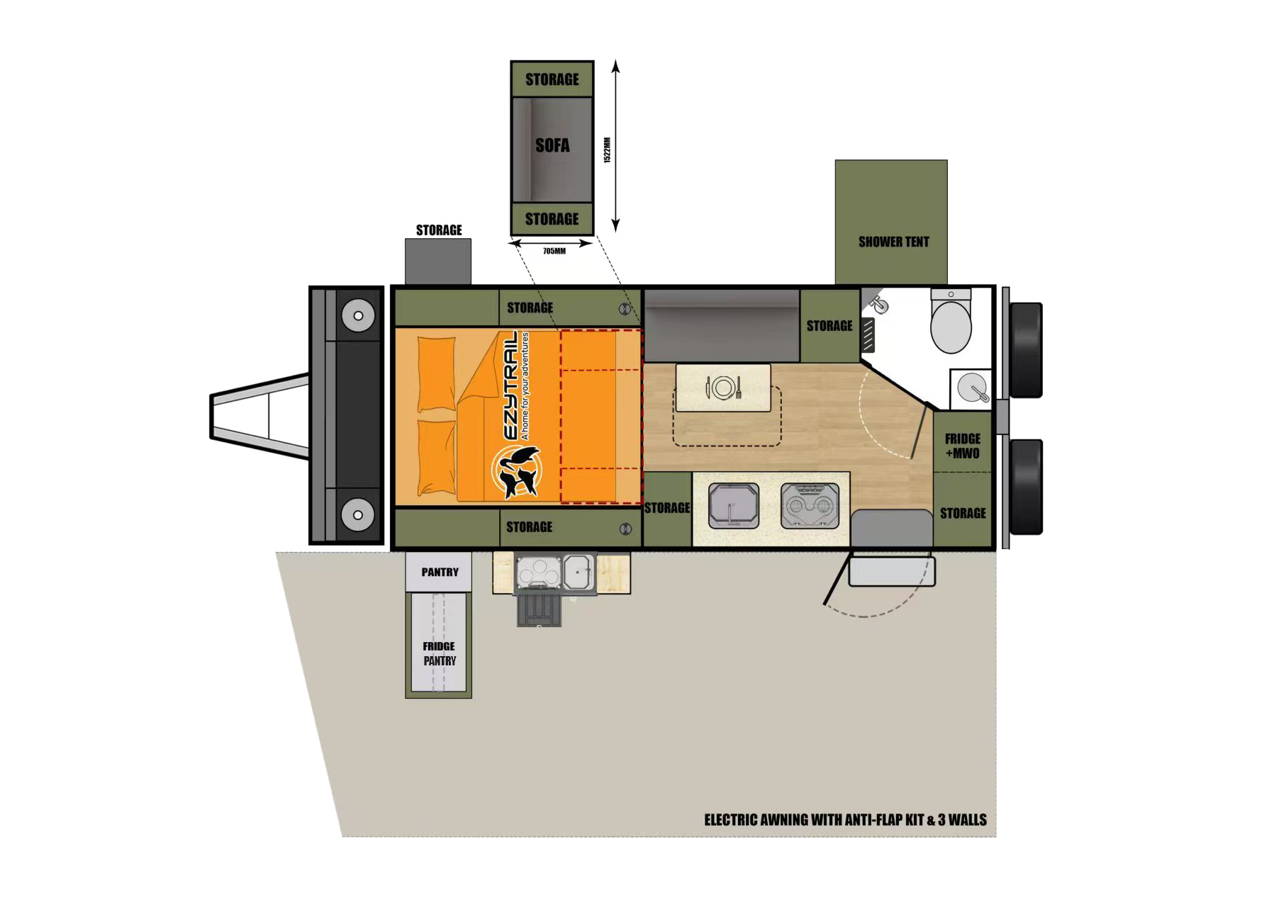 Ezytrail Ceduna 16 MK3 Twin floorplan