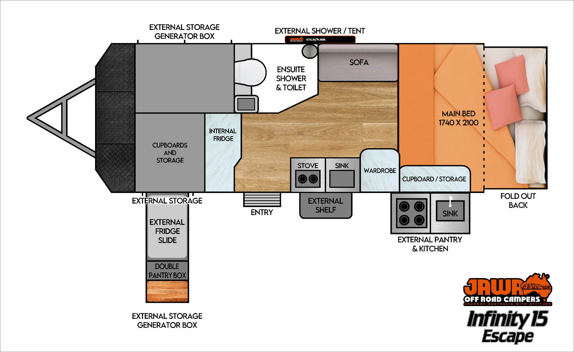 JAWA Off Road Campers Infinity 15 Escape floorplan