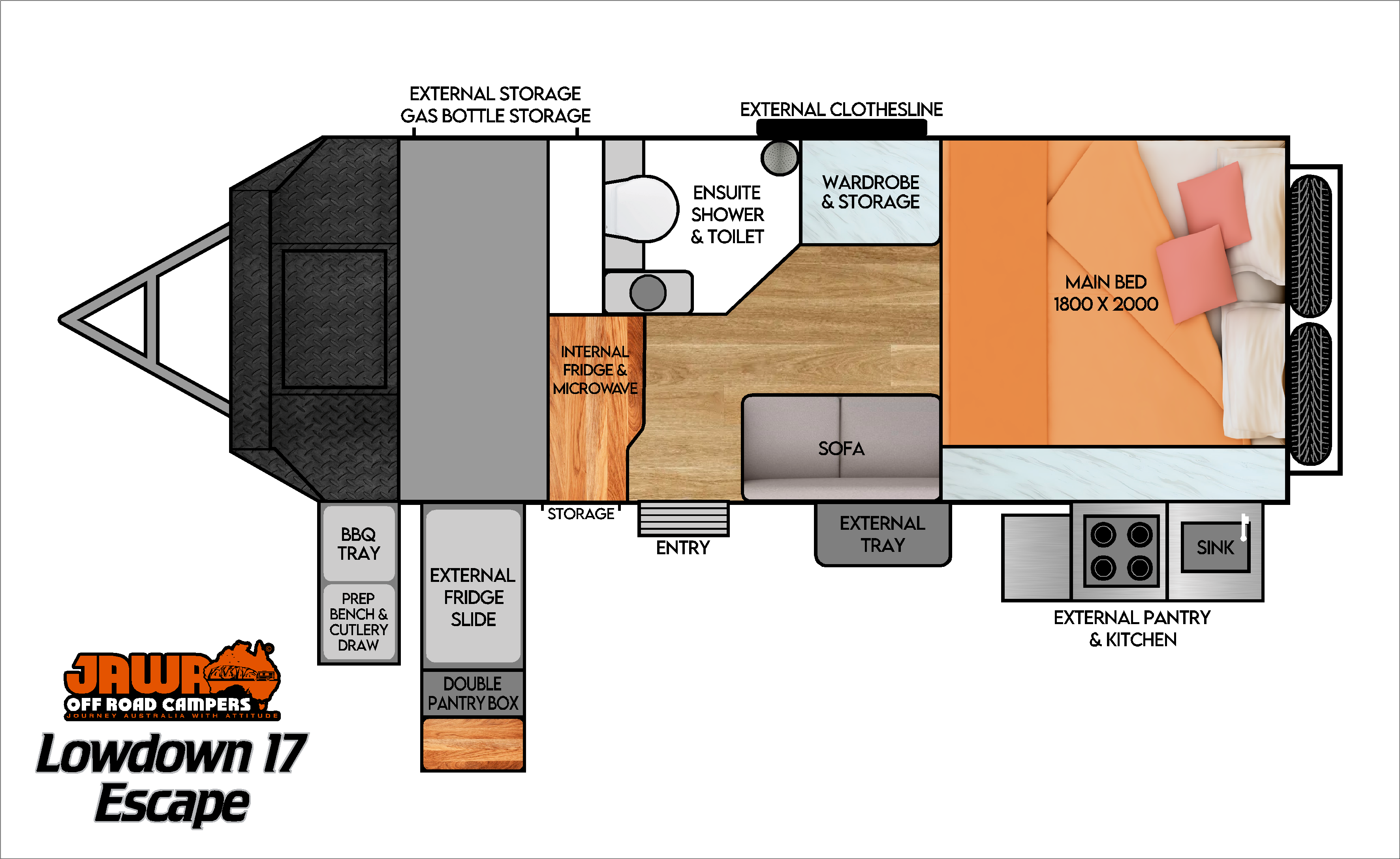 JAWA Off Road Campers Lowdown 17 Escape floorplan