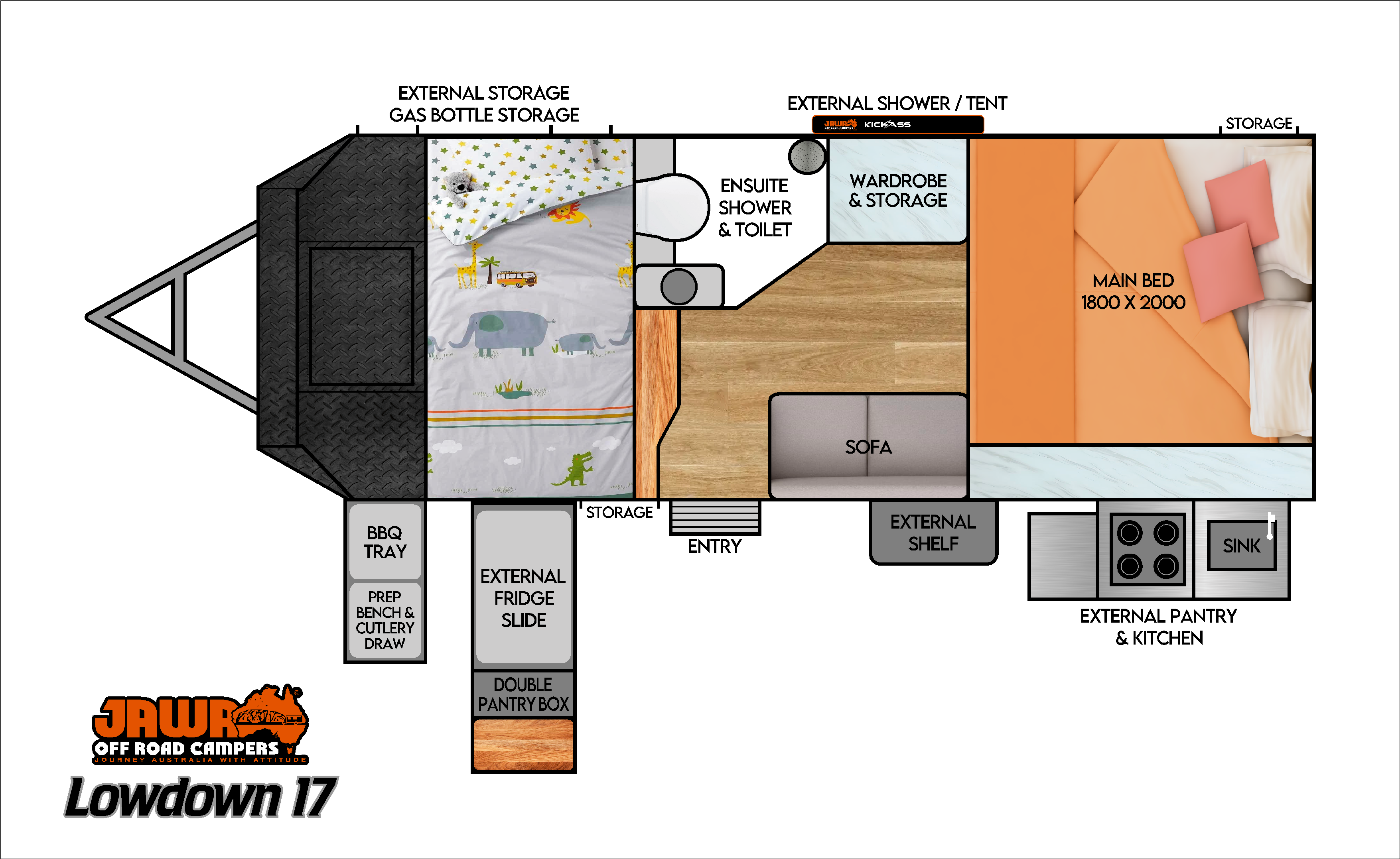 JAWA Off Road Campers Lowdown 17 floorplan