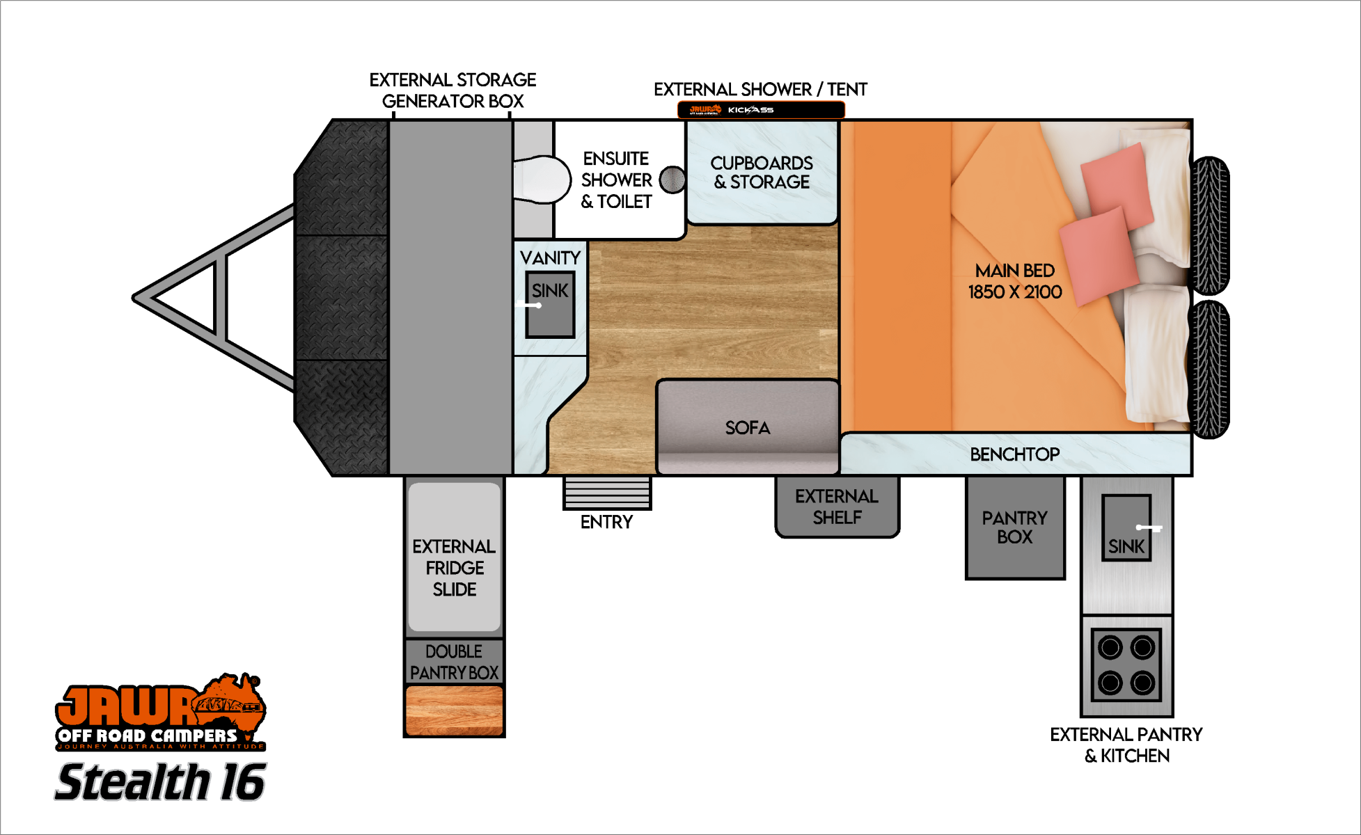 JAWA Off Road Campers Stealth 16 floorplan