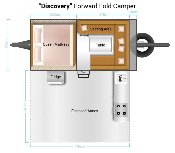 Platinum Campers Discovery E1 floor plan