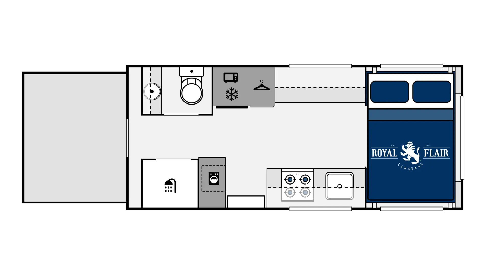 Royal Flair Caravans Piazza Series floorplan 2 of 3