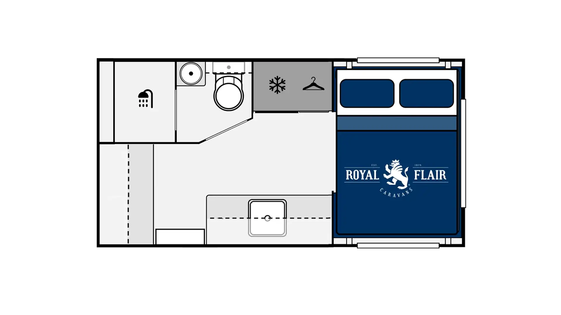 Royal Flair Caravans Raptor Series floorplan 1 of 2