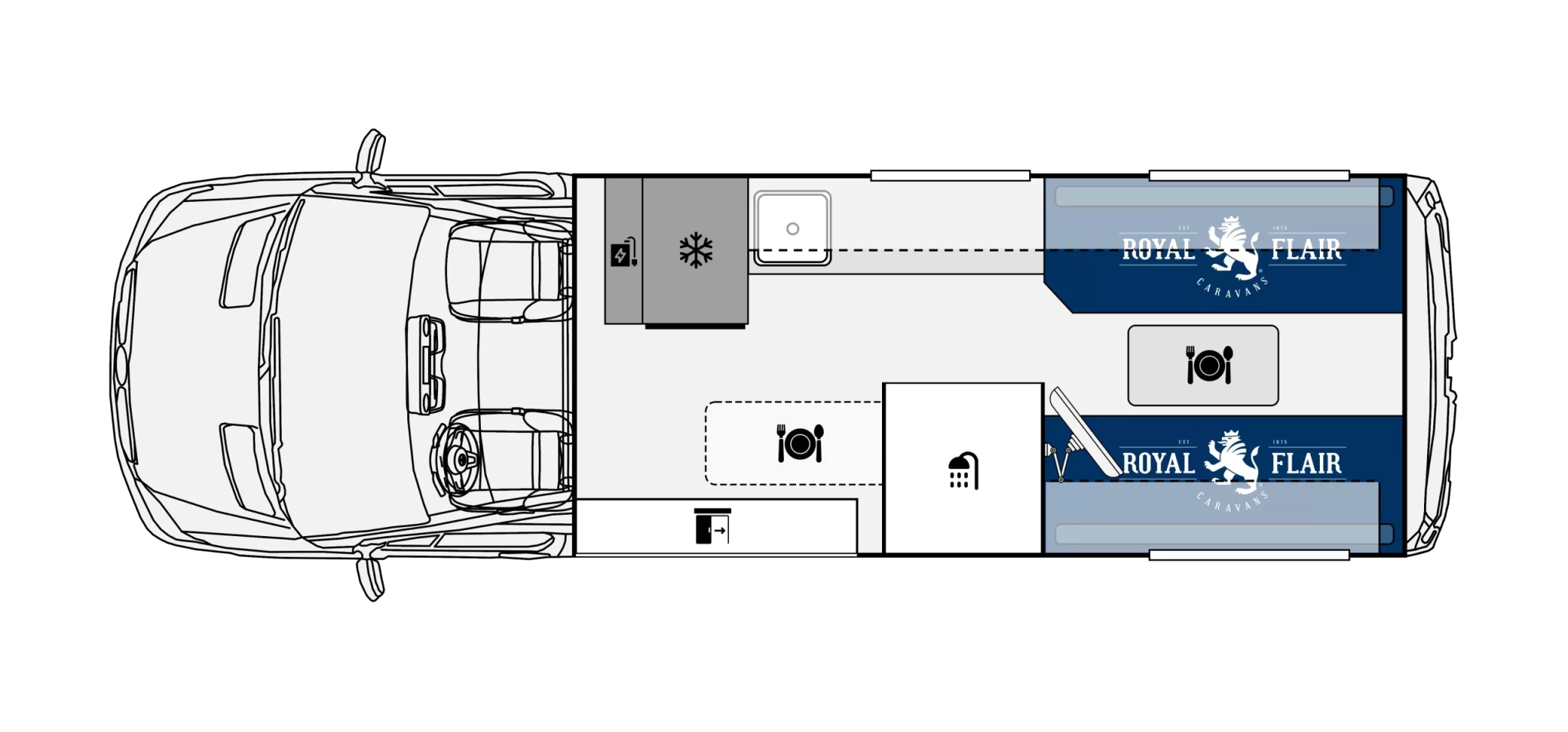 Royal Flair Caravans RV Campervan floorplan 1 of 2