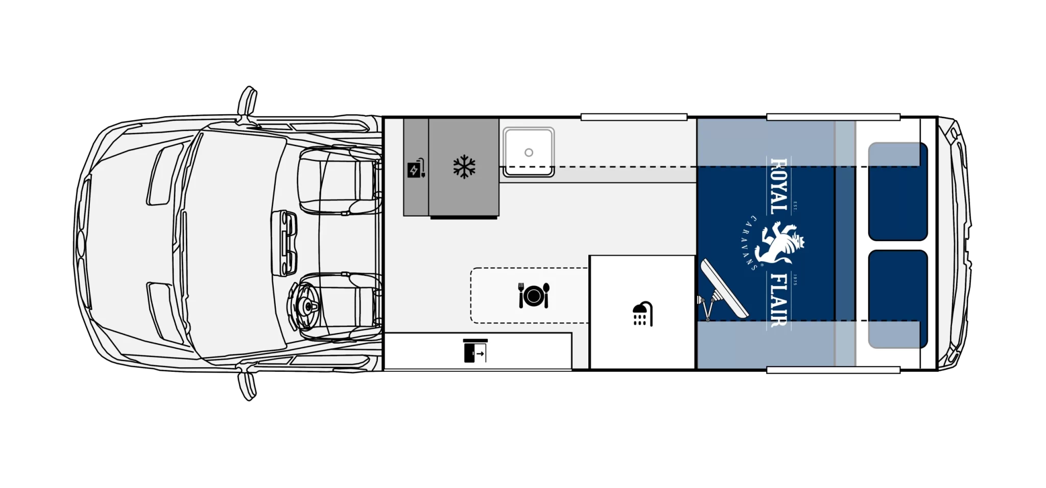 Royal Flair Caravans RV Campervan floorplan 2 of 2
