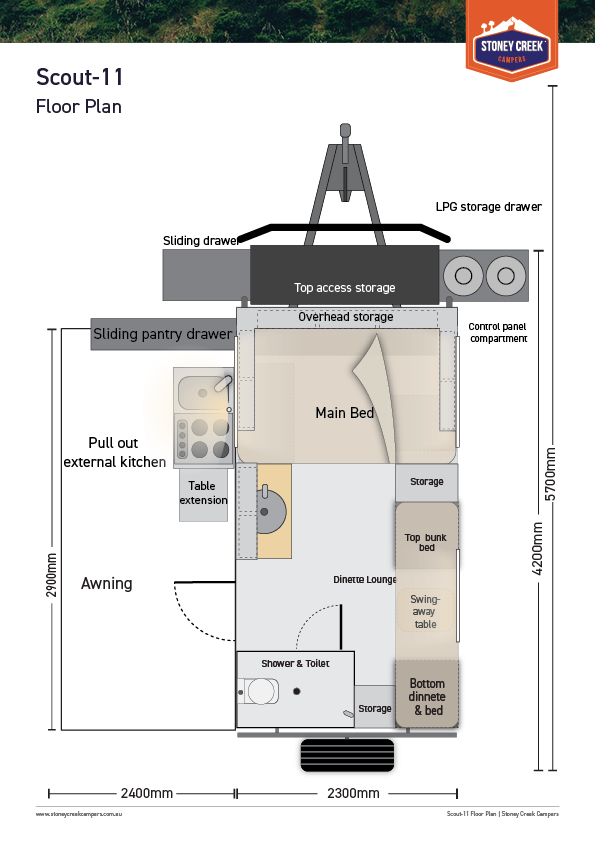 Stoney Creek Campers Scout-11B floorplan