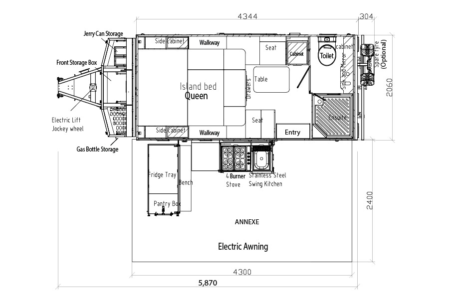 SUV Caravans 13Plus HR floor plan