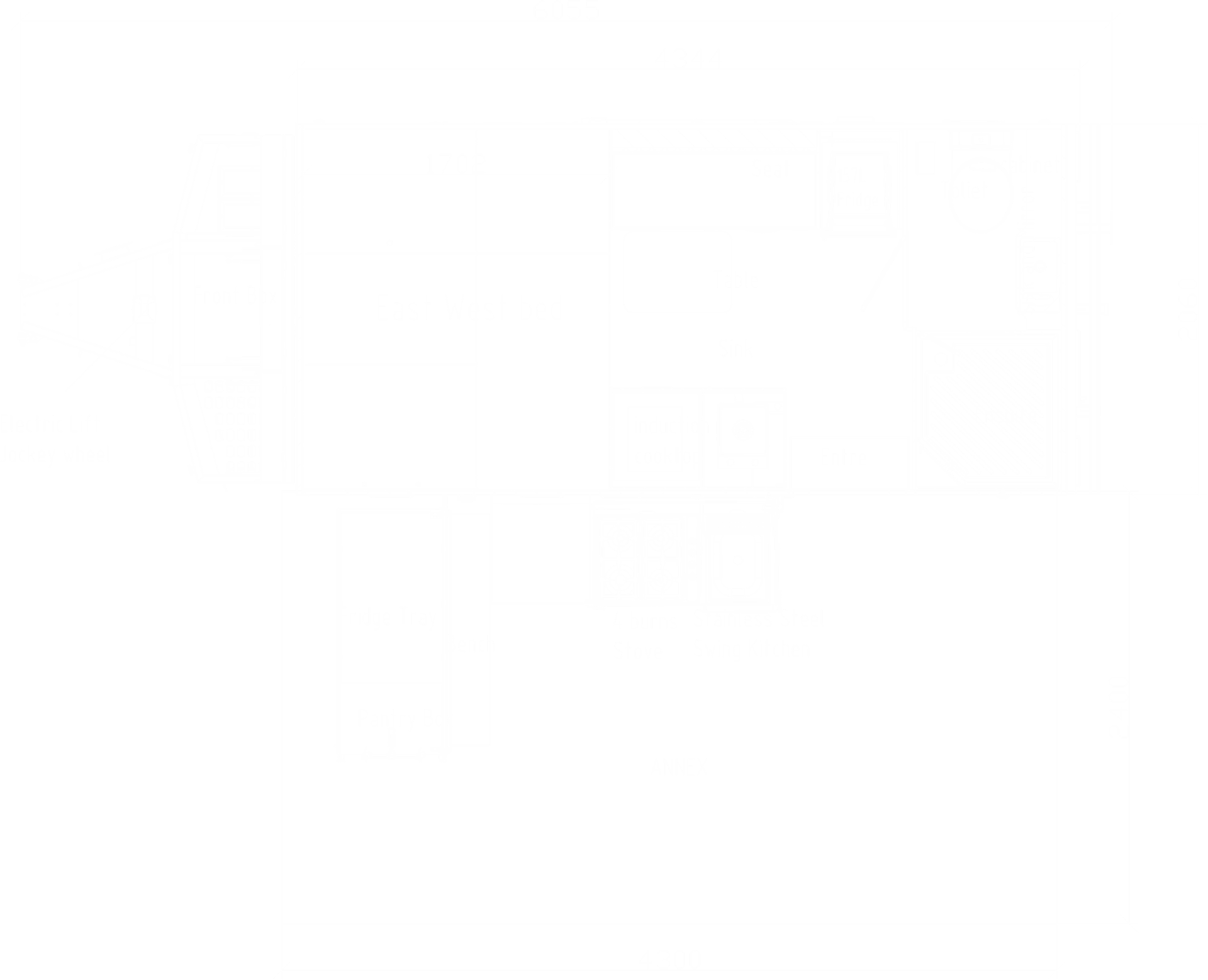 SUV Caravans East West 14PT floor plan
