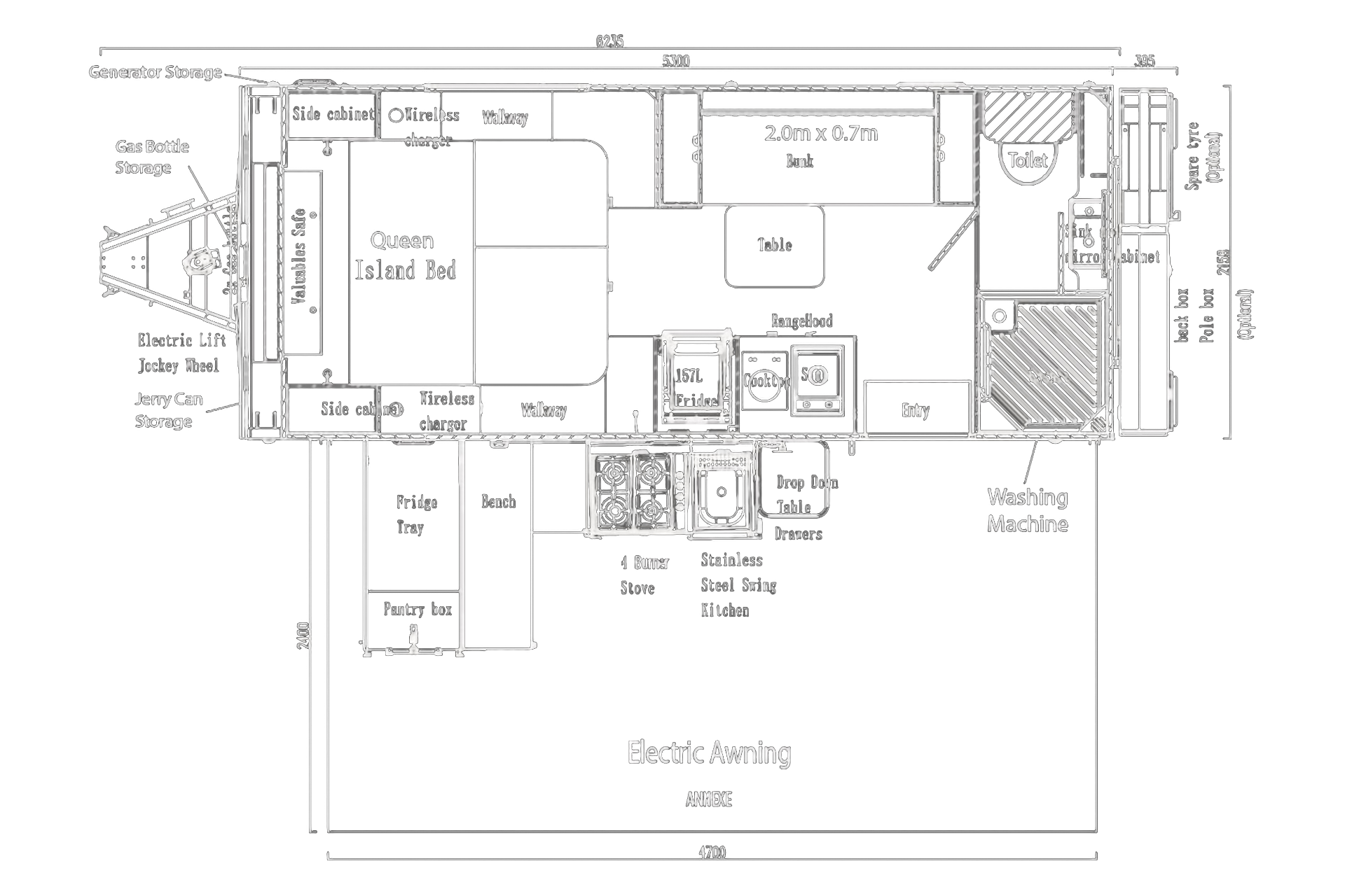SUV Caravans Island 16 Family floor plan