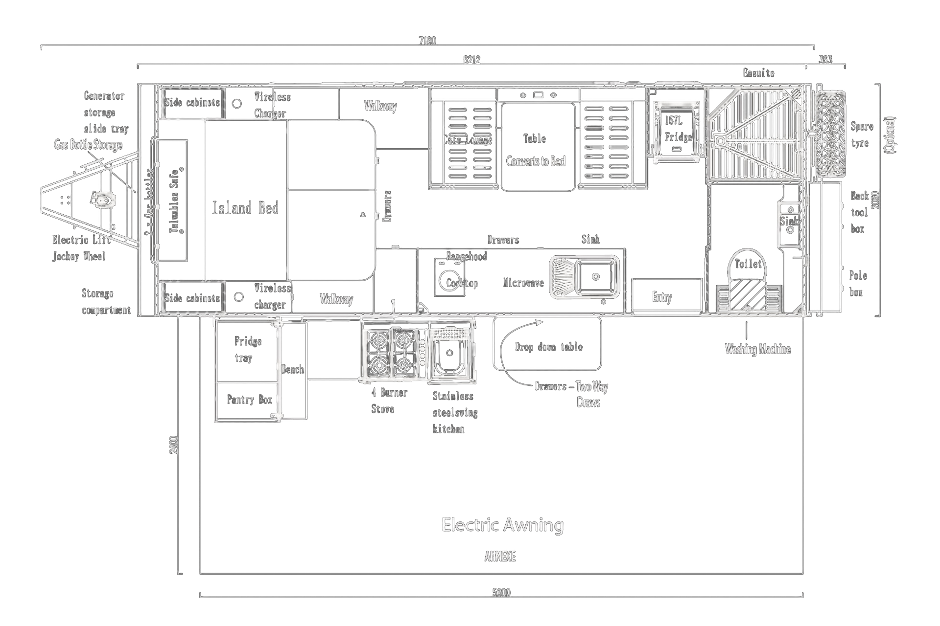 SUV Caravans Island 19.6 floor plan