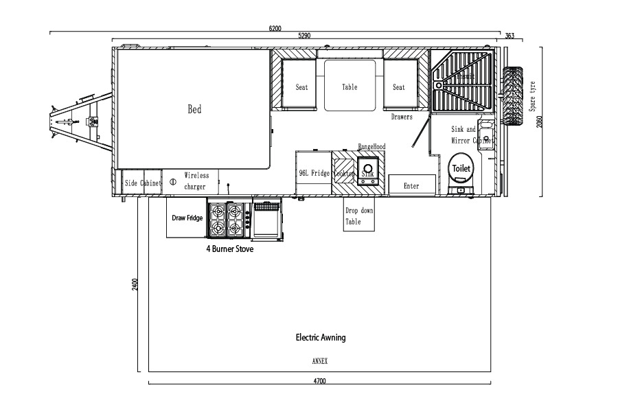SUV Caravans Mantaray Bay floor plan