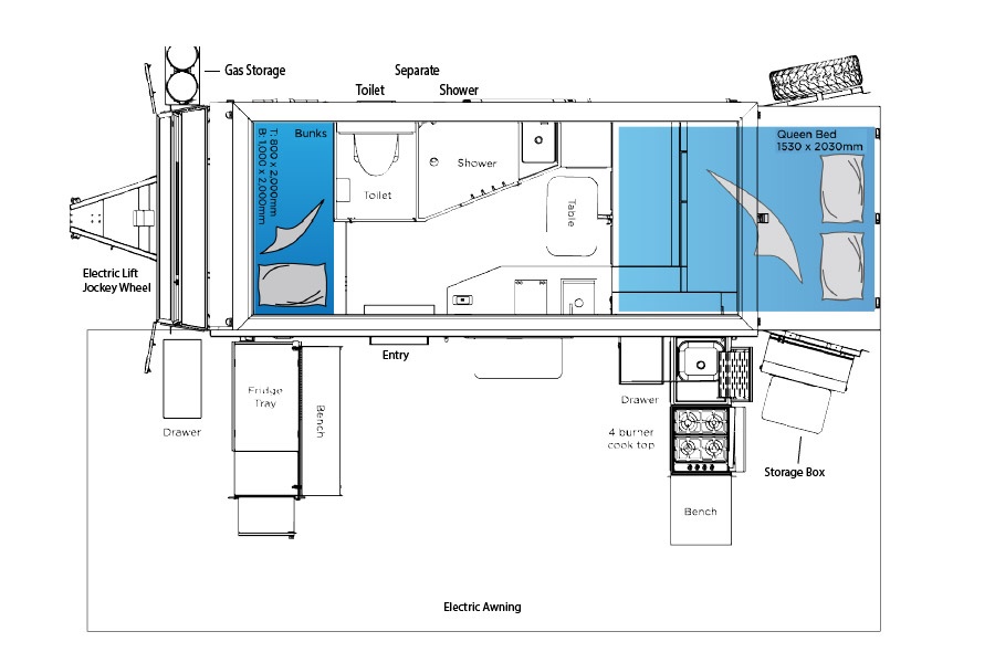 SUV Caravans Tardis HR floor plan
