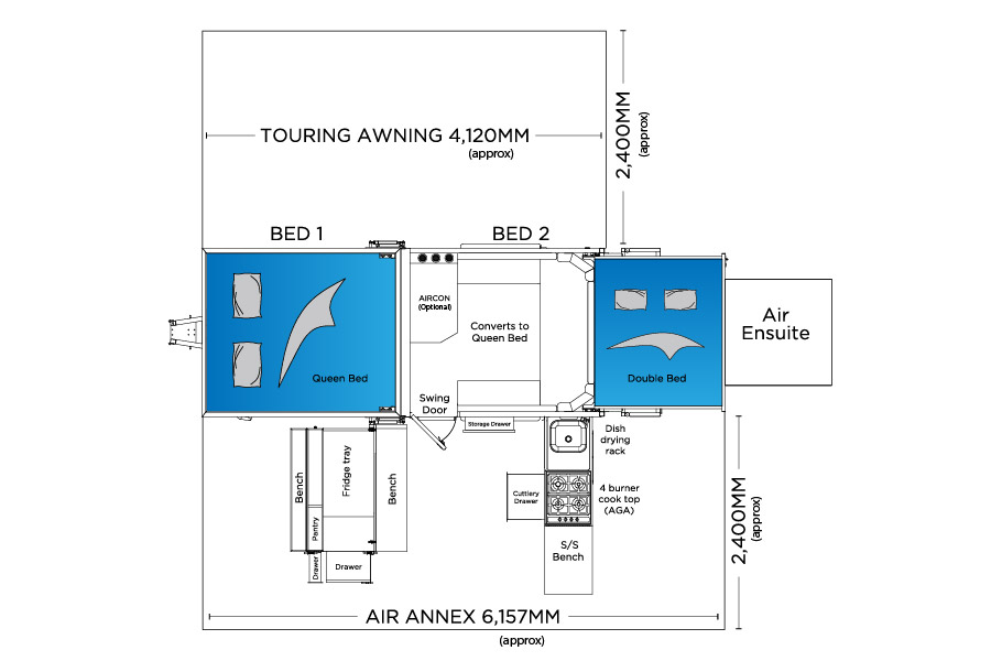 SUV Caravans Teletrack Slide floor plan